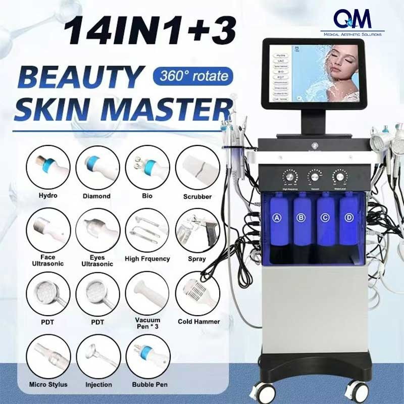 Top Quality Skin Peeling Water Oxygen Facials Deep Cleansing 14 In 1 Deep Cleansing Anti Wrinkle Whitening Hydro Micro Dermabrasion Facial Machine